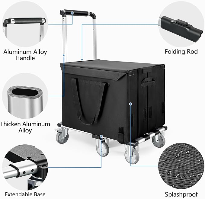 Carretilla plegable KEDSUM 500LBS con cesta y 6 ruedas miniatura 6