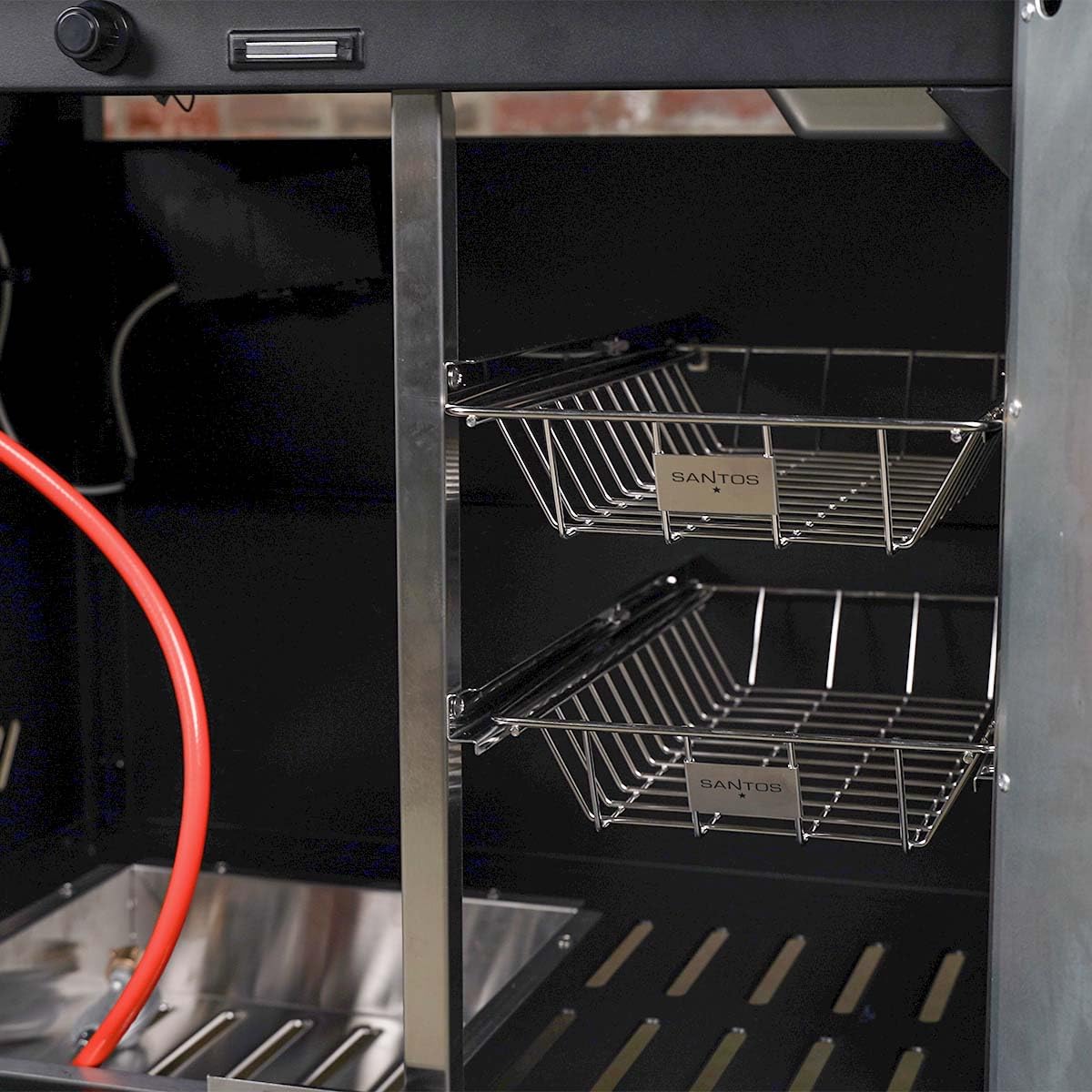 SANTOS Gasgrill S-418 Pro Schwarz - Premium Gasgrill 4 Brenner - 800°C Infrarot Seitenbrenner & Heckbrenner - Langlebiger BBQ Gas Grill mit optimaler Isolierung - Edelstahl Grillrost & Warmhalterost