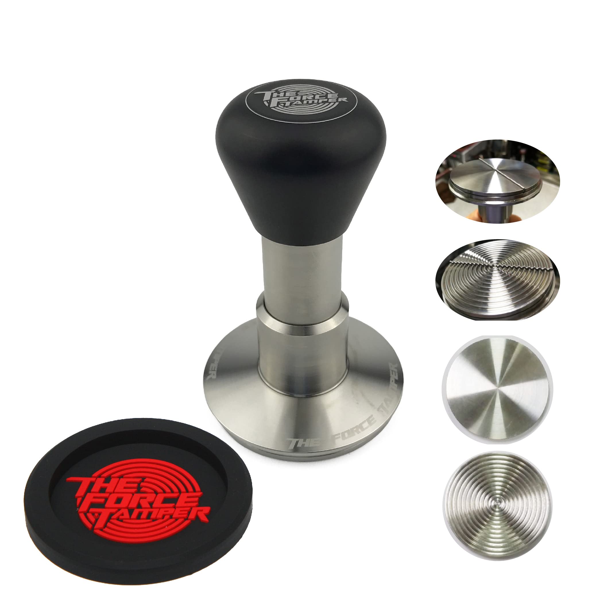 The Force Tamper Automatic Impact Coffee Tamper Adjustable Const Pressure and Autoleveling Duo-Distribute Set New (Triangle-Black AL, 58.50mm)