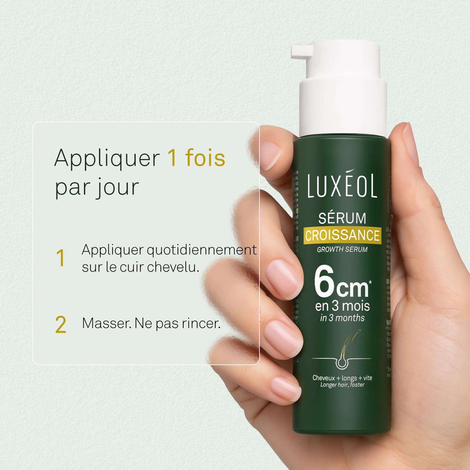 LUXEOL - Sérum Cheveux Croissance - Pousse De 6 cm En 3 Mois* - Des Cheveux Plus Longs Plus Vite - 97% D'Ingrédients D'Origine Naturelle - Sans Silicones - Fabriqué En France - 100 ml