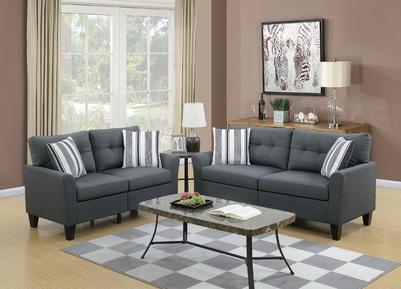 Kicevo 2 Piece Sofa Set in Polyfiber (Beige)