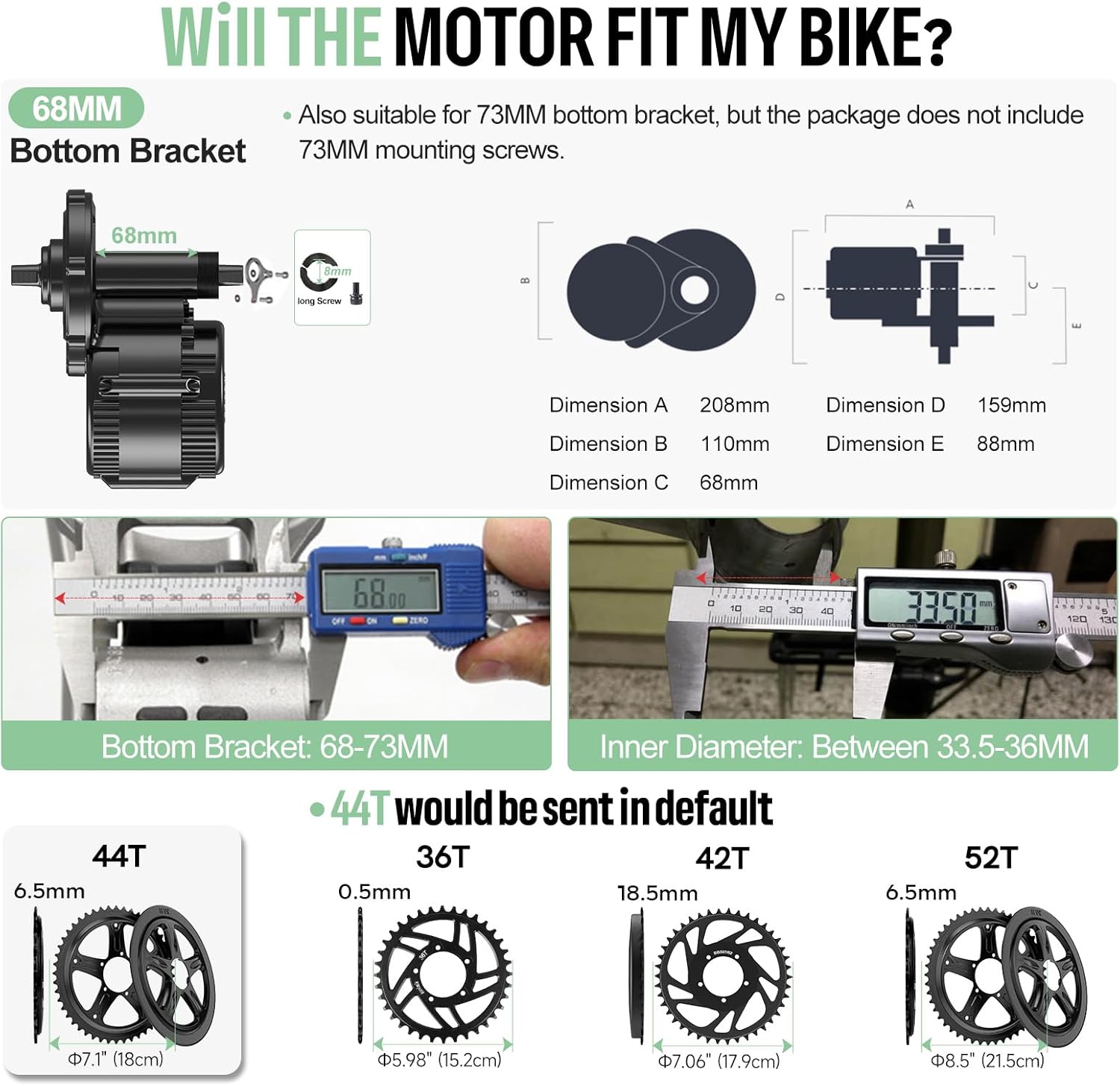 BAFANG 48V 750W Mid Drive Kit - BBS02B CAN Bus Electric Bike Conversion Kit with Display Ebike Conversion Kit Mid Drive Motor with 44T Chainwheel for Mountain Bike Road Bicycle