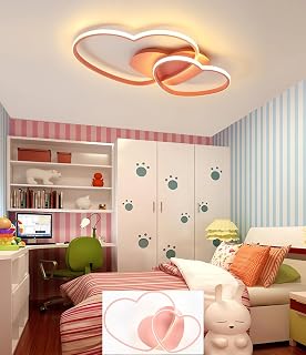Luz de Techo Led Luzes de Techos de Dibujos Animados Modernos Luz de la Sala de Estar Lámpara de Techo Del Dormitorio Temperatura de Color Ajustable Comedor/Rosa/50 cm