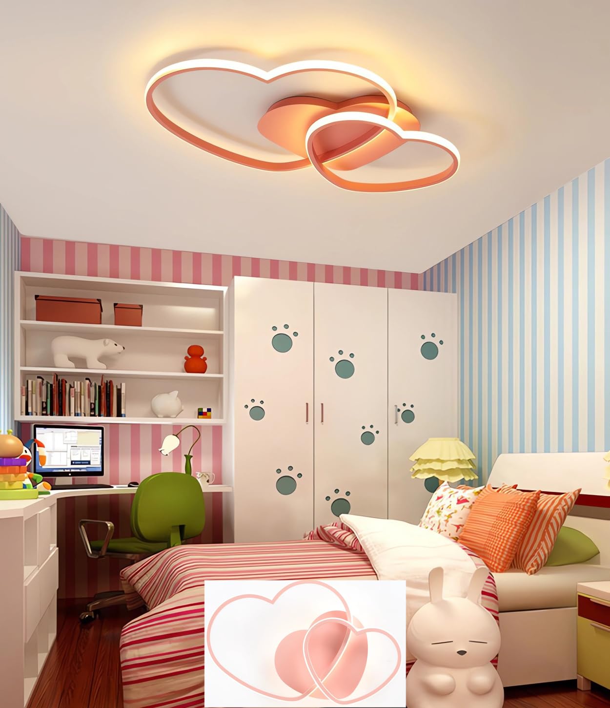 Plafonnier LED moderne rose de 50 cm à intensité réglable pour salon