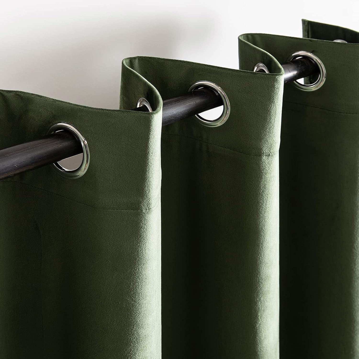 MIULEE Olive Green Velvet Curtains for Bedroom 2 Panel Set 54 Inch Drop Curtains - Image 5
