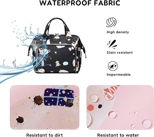 Miniatura 4 de Mochila multifuncional para pañales, ligera, impermeable, para cambiar, pañales de viaje, bolsa de mano para mamá, bolsa de hombro (negro, 11 x 5.9