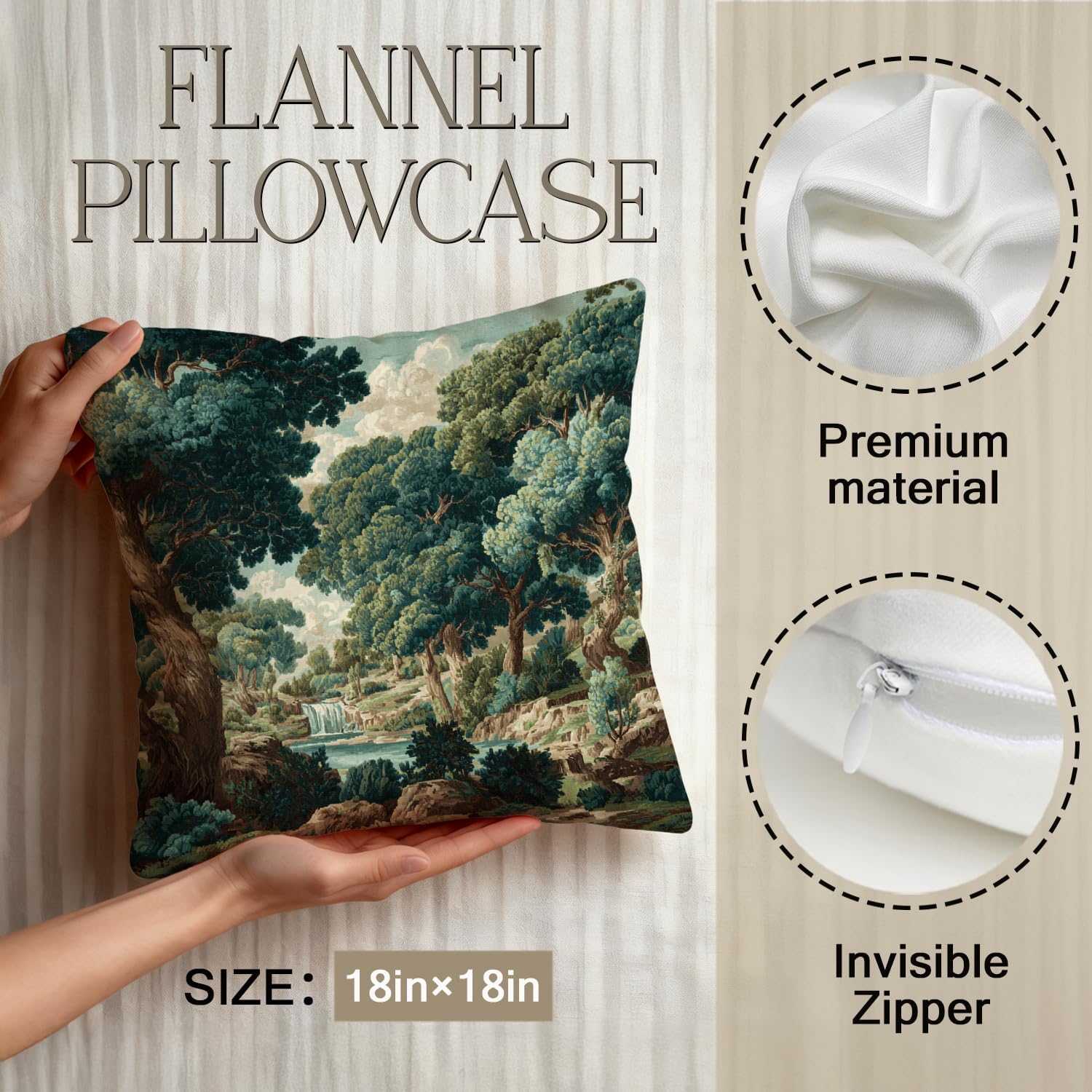 YOU FOUND ME Vintage Tree Print Pillowcase 18x18 Inch, Soft Retro Throw Pillow Cover for Couch Sofa, Farmhouse Living Room Bedroom Decor – Ideal Gift for Housewarming Birthday Christmas (Green)