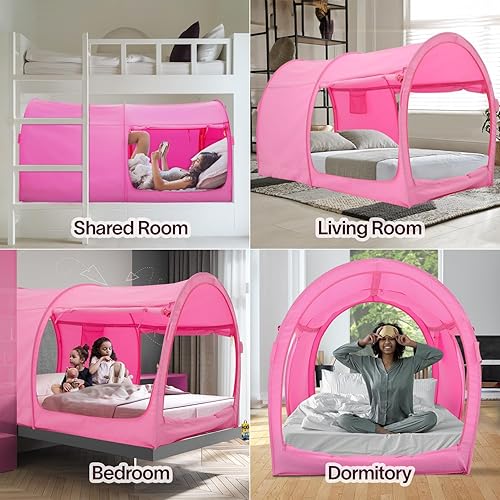 Miniatura 8 de LEEDOR Tienda de campaña de ensueño, toldo para cama, refugio, cabina, privacidad, cálida, transpirable, plegable, individual, matrimonialqueen,