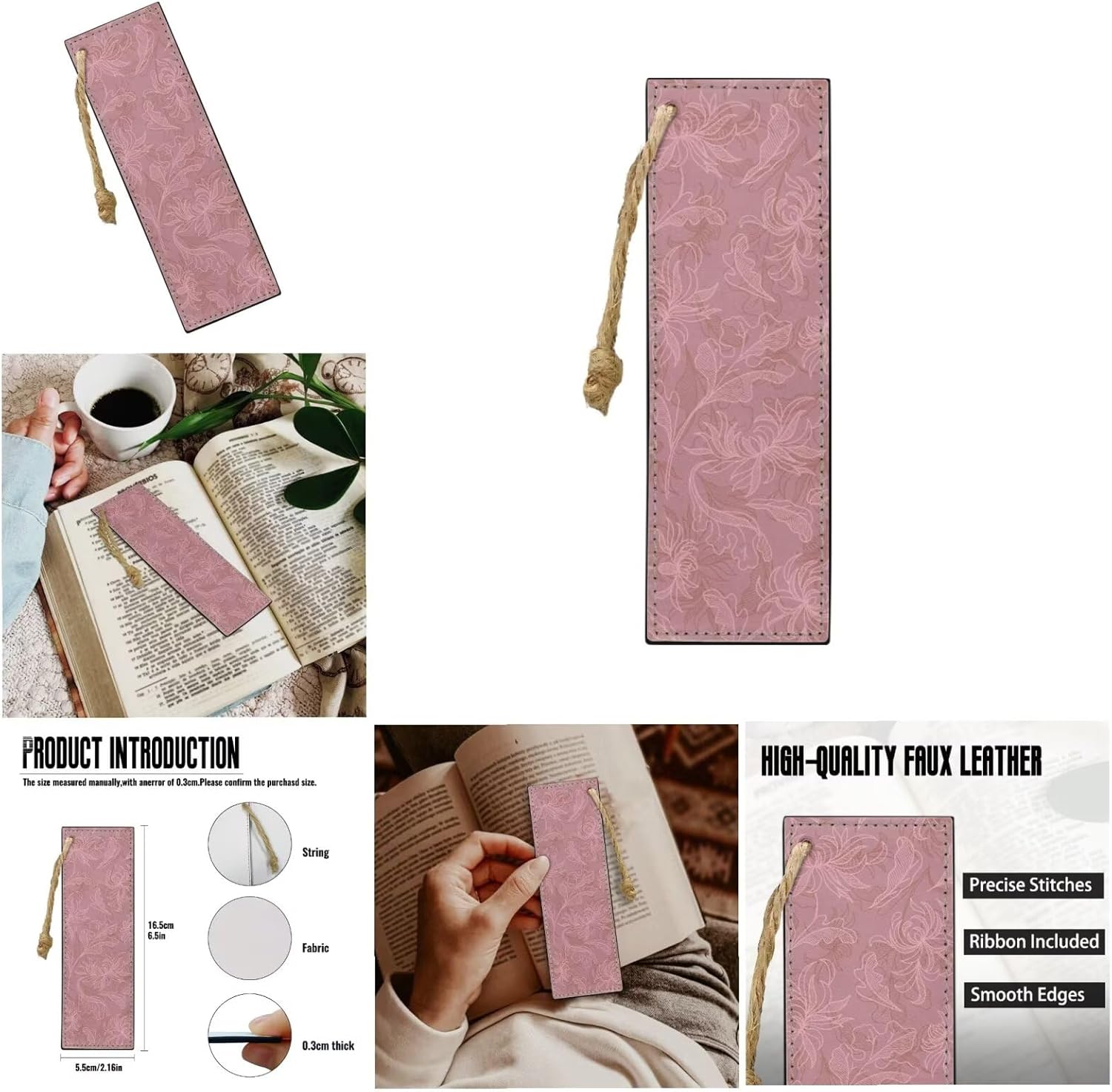 Antique Motif Print Bible Bags for Women Organizer, PU Leather Bible Cover for Hardcover, Waterproof Bible Carrying Case with Bookmark & Pen Slots, Stylish Bible Accessories, XL-Size Pink