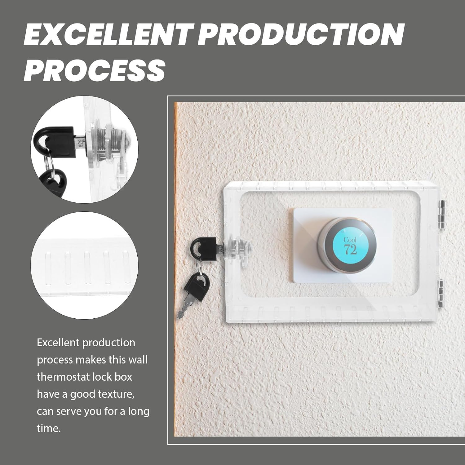 Plastic Thermostat Lock Box Protective Cover for Wall Mount Thermostats, Sturdy and Not Easy to Deform or Break, Suitable for Home and Office Use