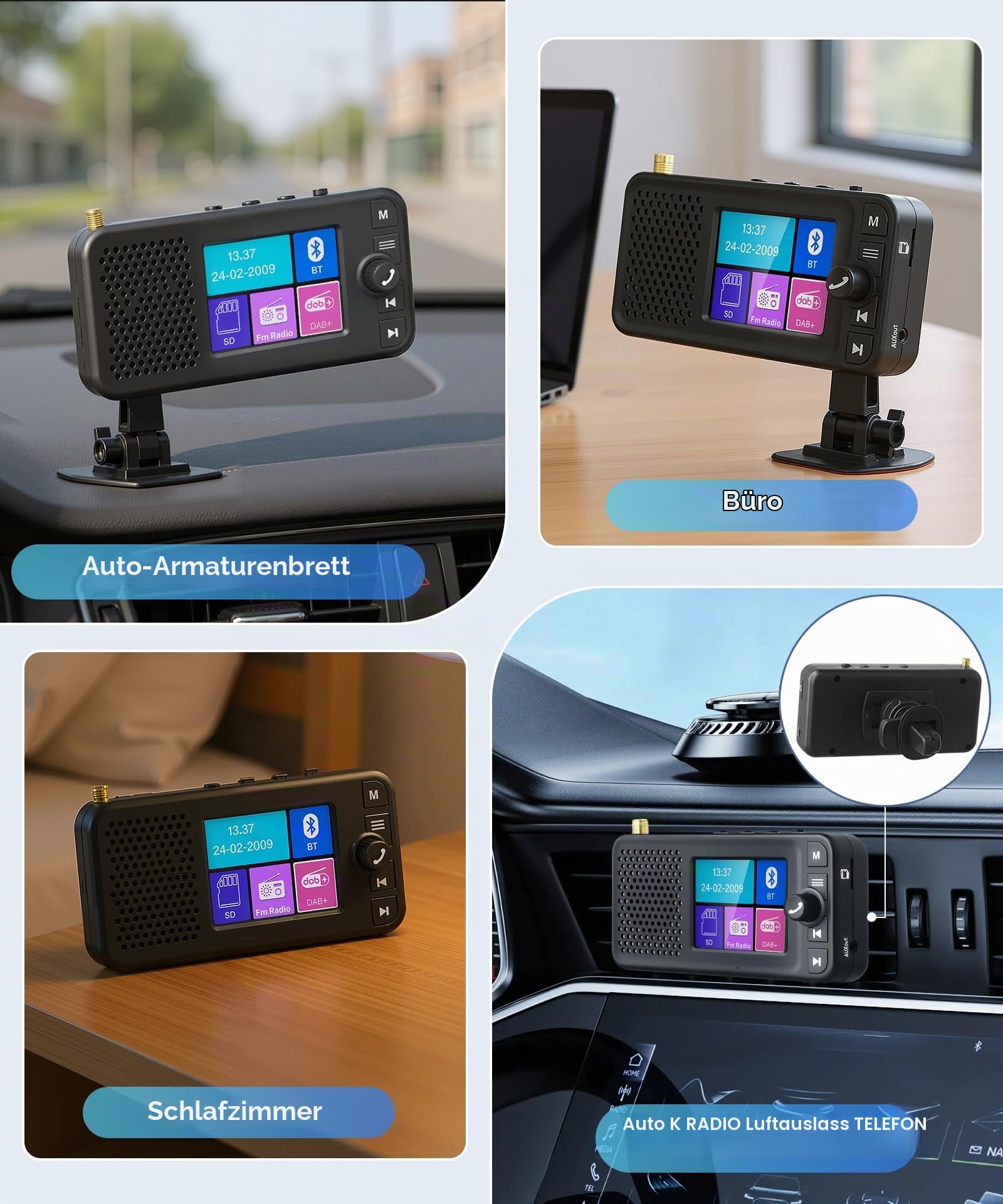 VECHTEL DAB+ Digitalradio mit Bluetooth und 1500mAh Wiederaufladbare Batterie, Tragbares Digitalradio mit 2,4 Zoll LCD Farbdisplay, Tragbares DAB+ Radio Unterstützt FM-Transmitter Bluetooth TF AUX