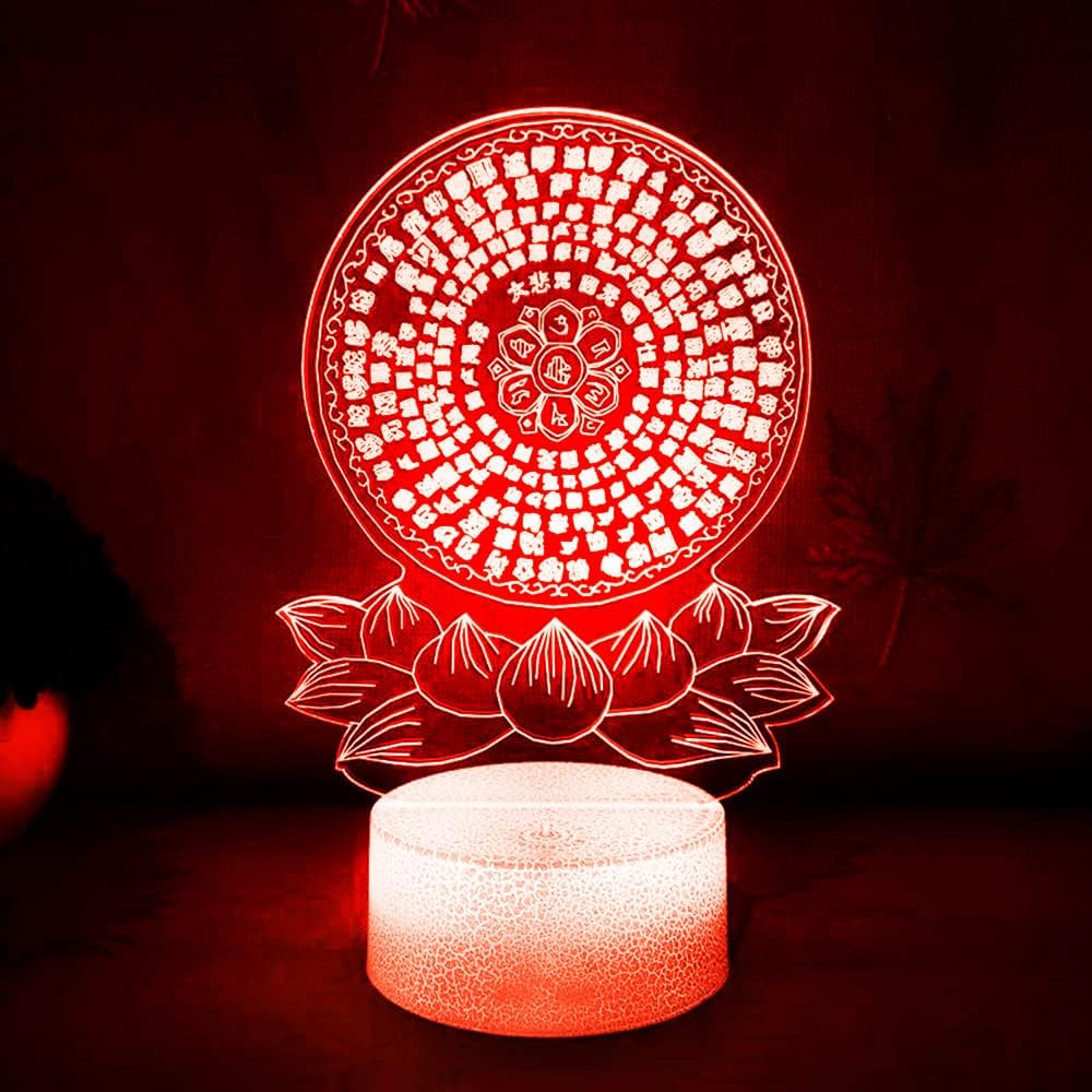 3D Buddha Night Light Lamp Illusion 16 Color Changing Remote Table Desk Decoration Lamps Acrylic Flat ABS Base USB Cable Birthday Gift Toys