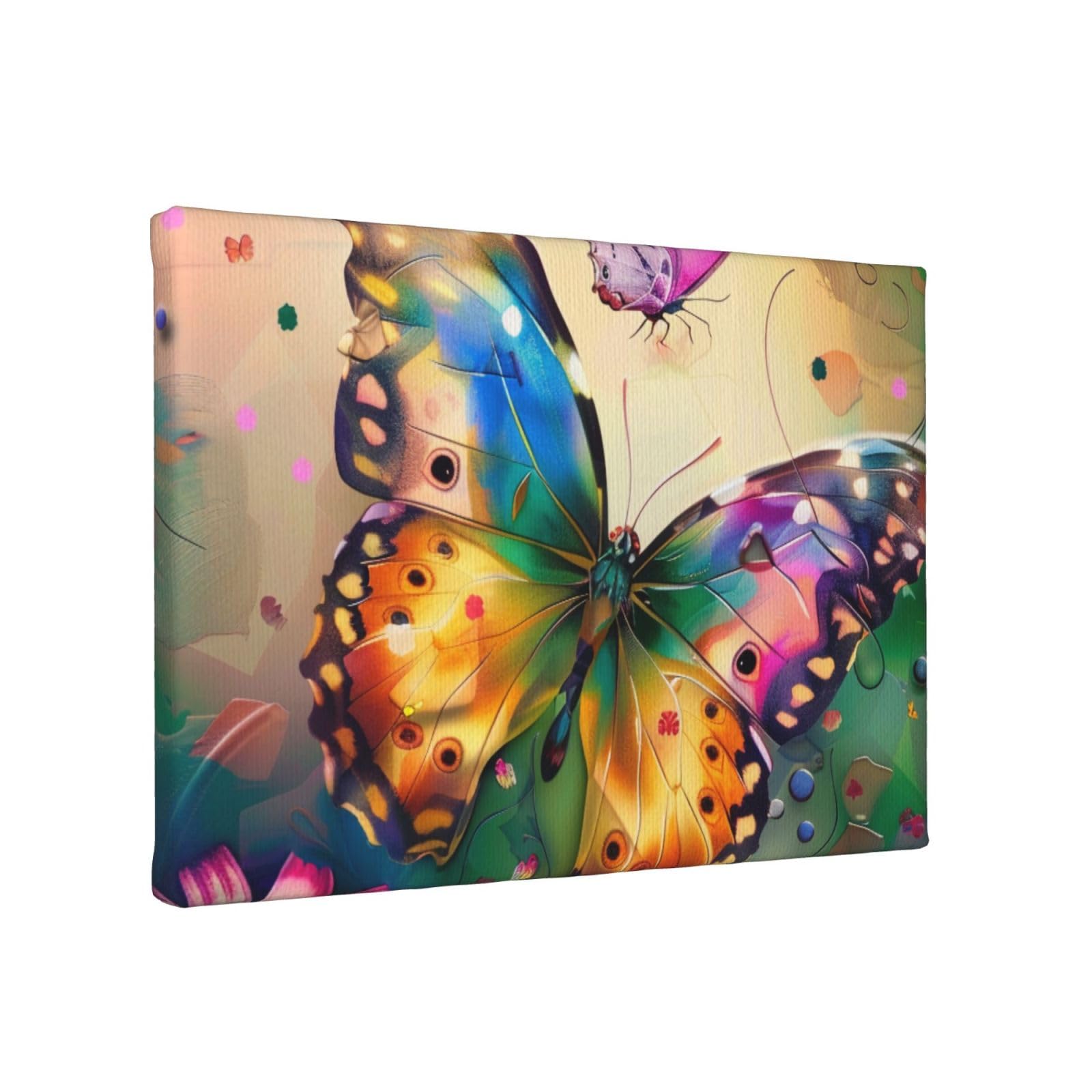 YKLJG Beautiful Butterfly Printed Wall Art Canvas Painting 30x20 CM Wooden Framed Picture Painting Artwork Prints for Bedroom Kitchen Home Office Decor
