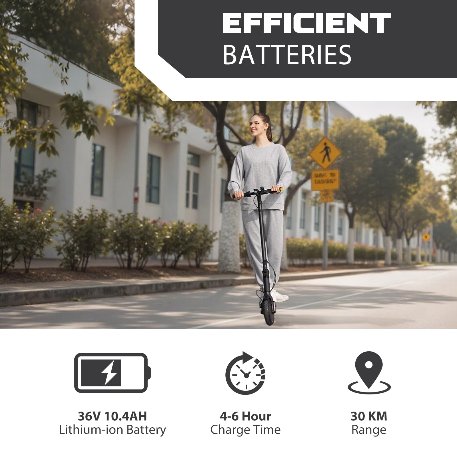 Patinete electrico, Patinete electrico Adultos,Motor de 350 W, Velocidad máxima de 25 km/h, autonomía de 30 km, Equipada con Pantalla LED, Compatible con App, Sistema de Frenos de Disco.