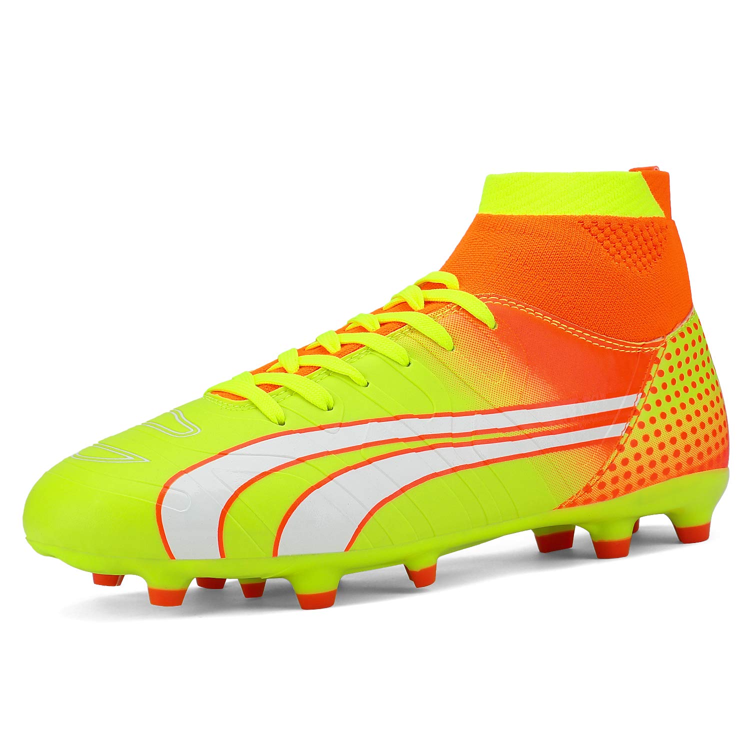 DREAM PAIRS Men's 160862-M Orange Lt.Yellow White Cleats Football Soccer Shoes - 6.5 M US
