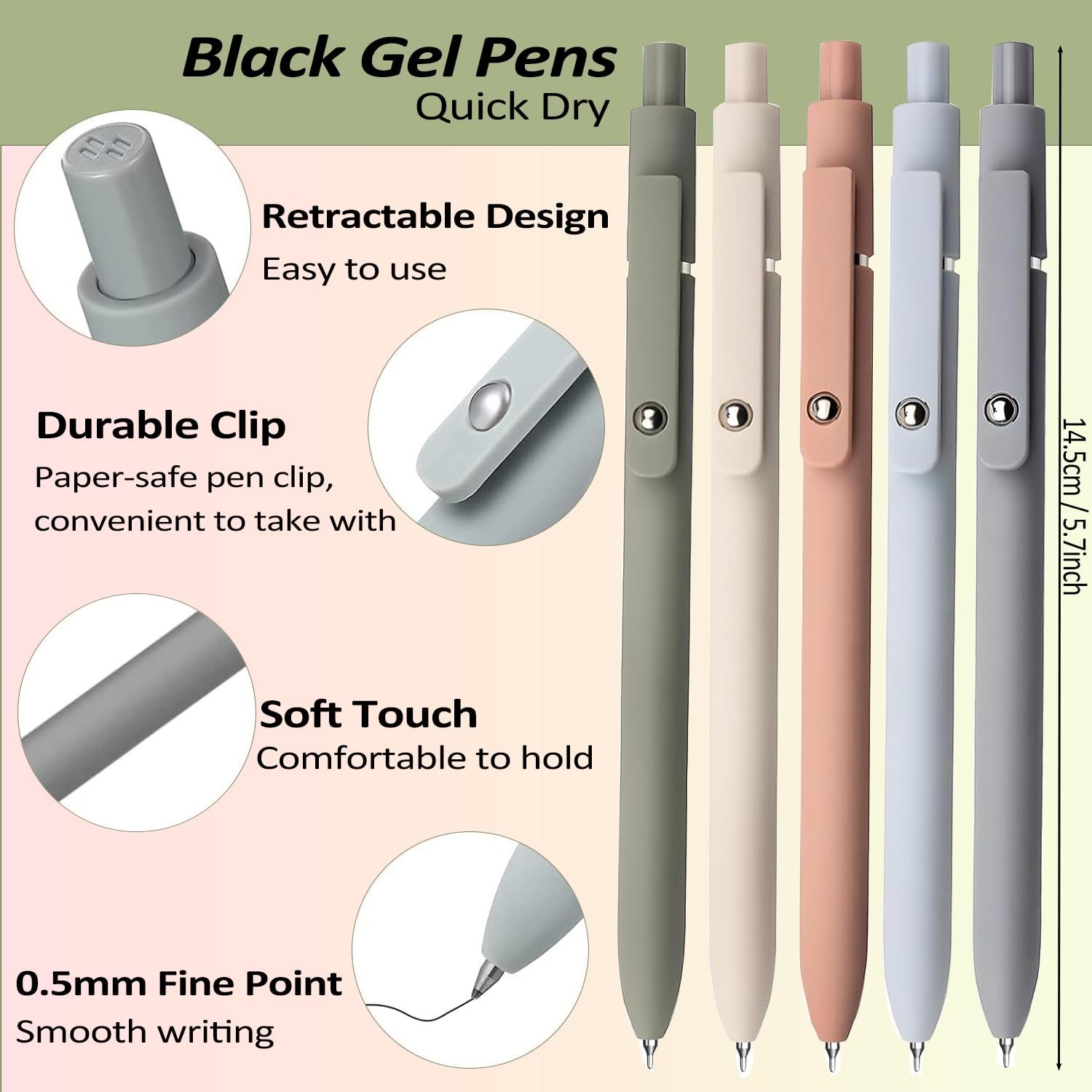 44 PCS Aesthetic School Supplies with Pencil Case, 12 Pastel Highlighters, 5 Black Ink Gel Pens, 6 Colored Gel Pens - Image 4
