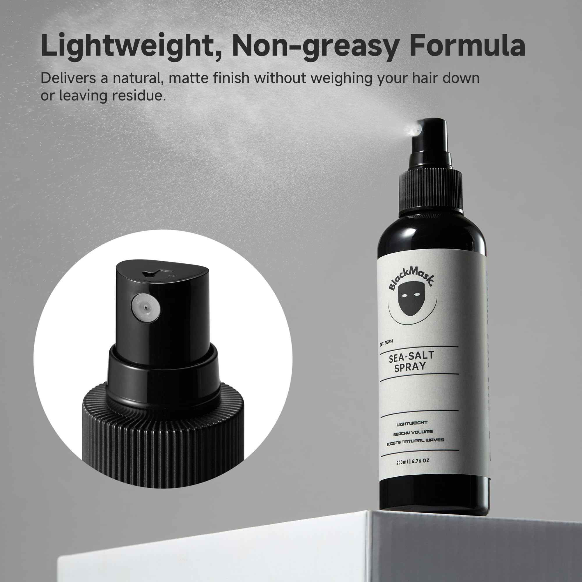 BlackMask Spray al Sale Marino per Uomo – Spray Texture Capelli Effetto Onde da Spiaggia con Finitura Opaca Naturale – Spray al Sale Marino per Styling dei Capelli Aggiunge Definizione, Volume e