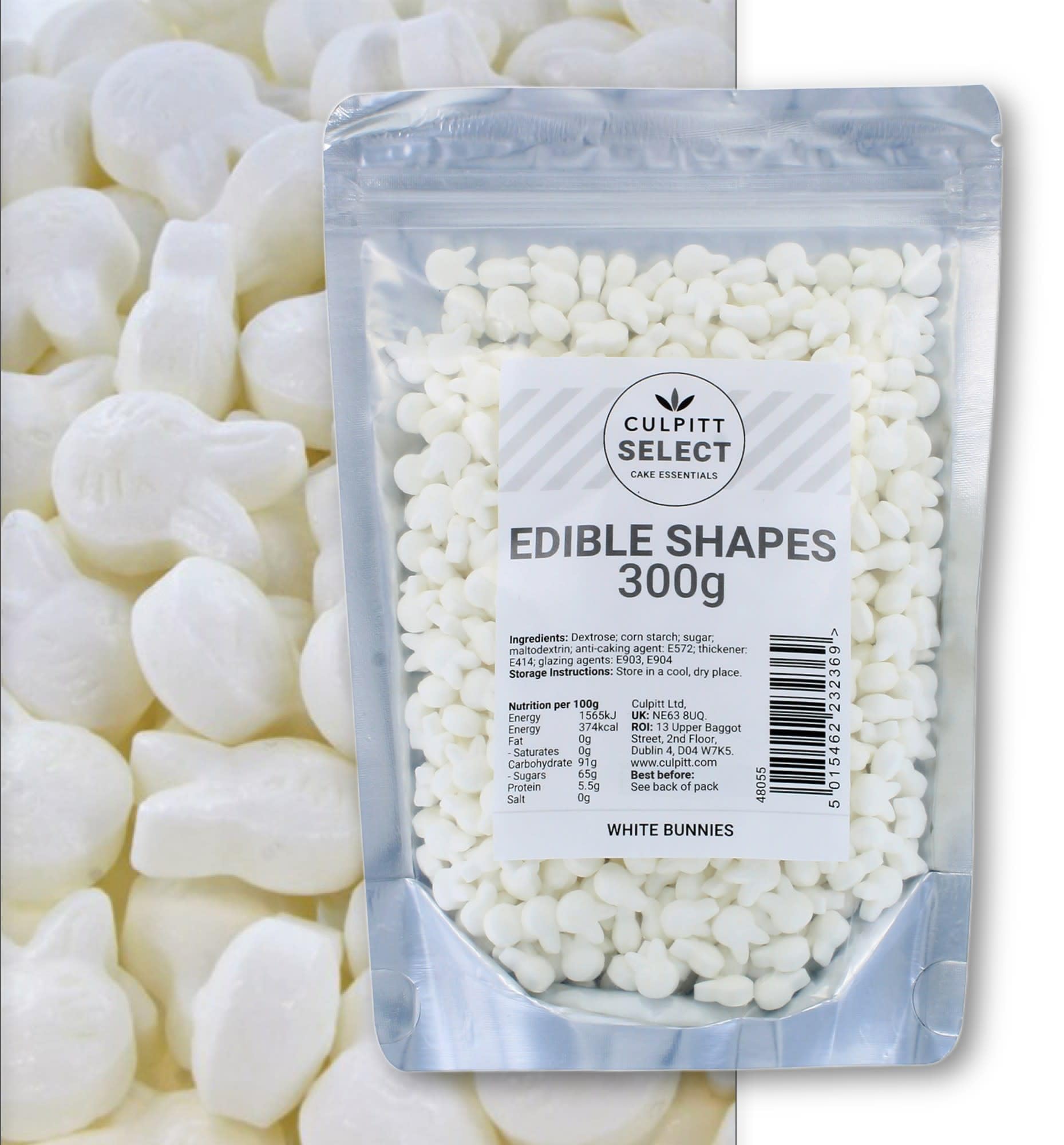 Culpitt Select Sprinkles | Edible Sugar Bunny Shapes, Cake Decorations For Easter Cakes, Cupcakes, Cookies, and Desserts | 300g