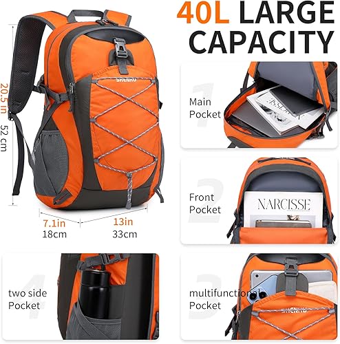 Miniatura 2 de SHENHU Mochila de senderismo impermeable de 40 L, mochila deportiva al aire libre, mochila de campamento para hombres y mujeres