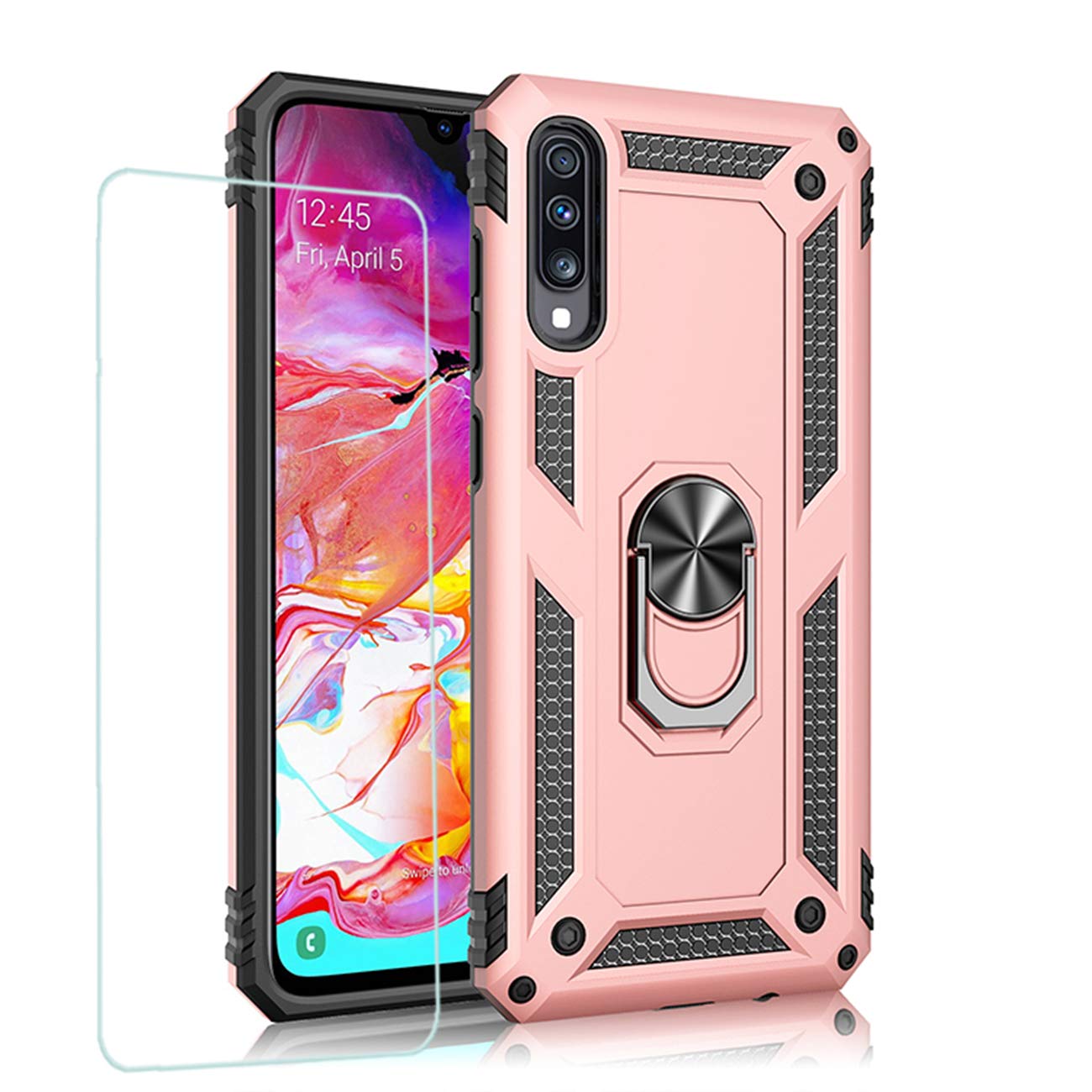 Joytag compatibles para Funda Xiaomi Redmi 9，Carcasa +Cristal Templado Silicona TPU 360 Grados Anillo Giratorio magnético Soporte Caja del teléfono del Coche-Negro — view 42