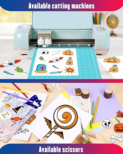 Miniatura 6 de Papel adhesivo de vinilo imprimible 25 blanco brillante y 25 transparentes para impresora de inyección de tinta de 8.5 x 11 pulgadas para álbum de