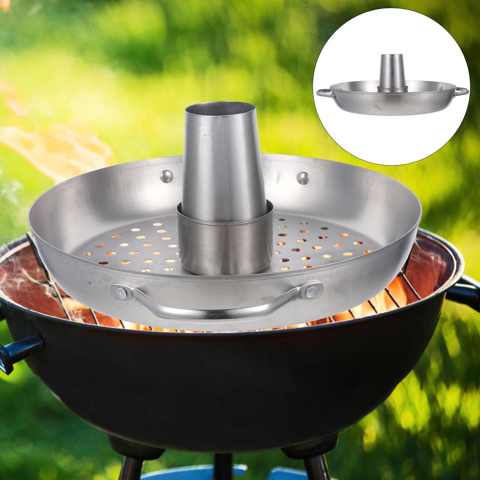 CALLARON Supporto Trasportare Pollo Inossidabile per Arrosto in Argento Posizionamento Stabile Facile per Barbecue e Picnic