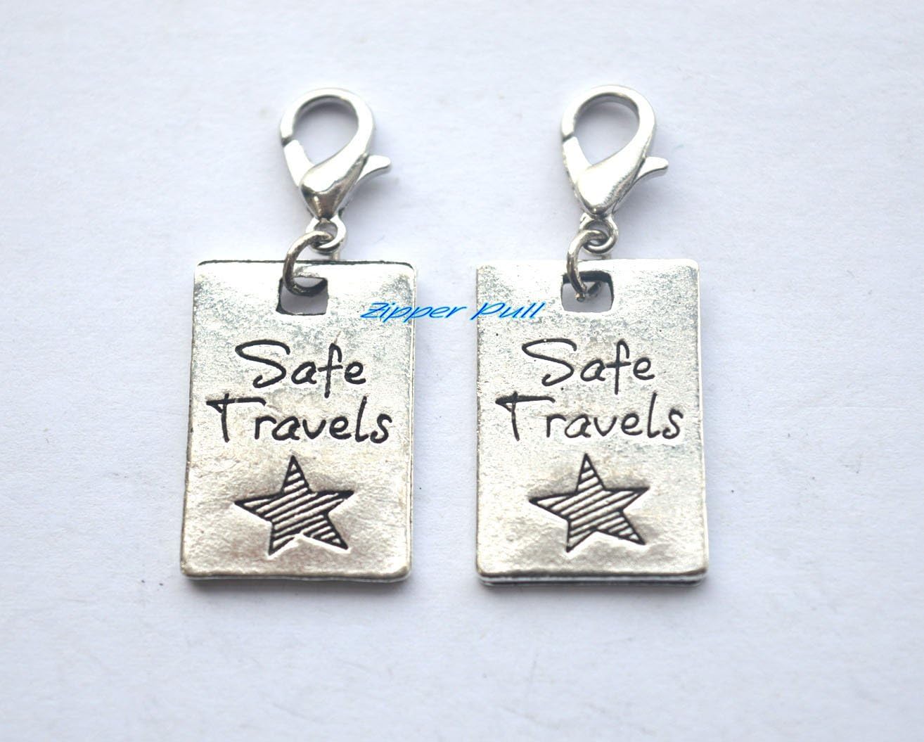 Safe Travels Zipper Charm,Zipper Pull Purse Charm Clip On Charms,Lobster Claw Charm