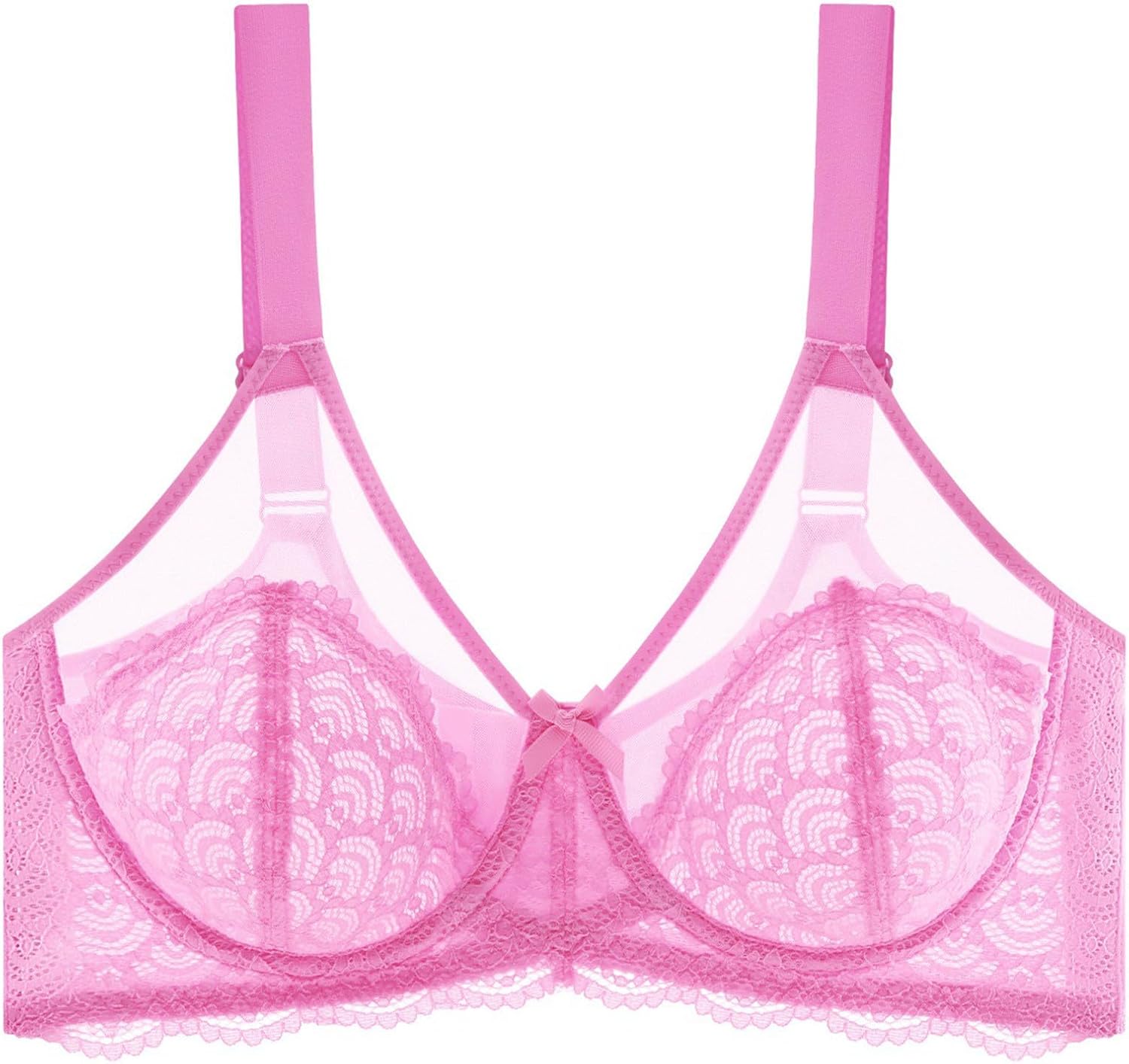 Lace Bralette for Women Wireless Mesh Full Coverage Sexy V Neck Push Up Lingerie Comfort Solid Color Everyday Bra