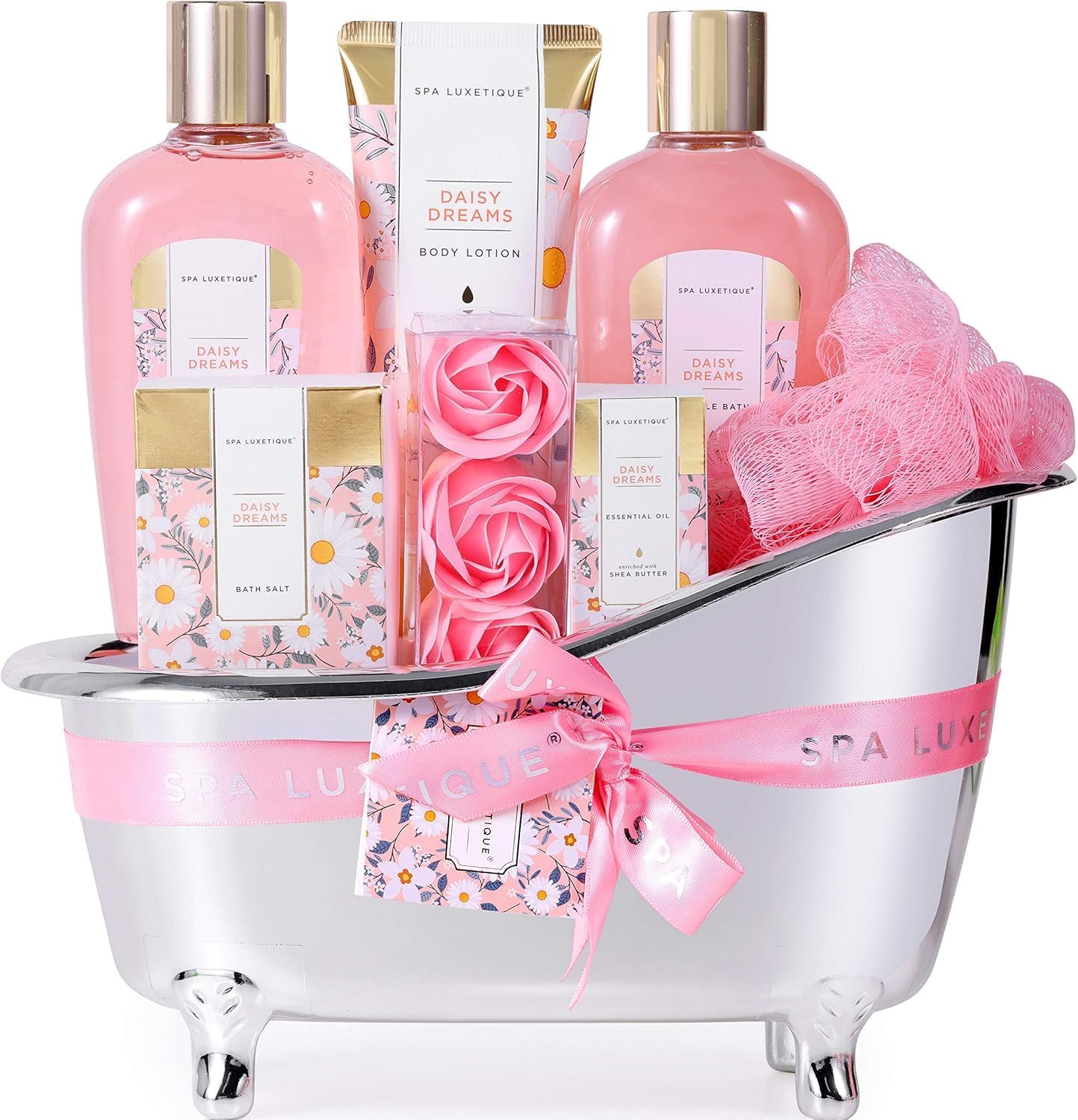 Gift Sets for Women-Spa Luxetique Spa Gift Set, 8pcs Daisy Pamper Bath Set, Bath Gift Sets, Birthday Gifts with Essential Oil, Body Lotion, Bath Bombs, Mothers Day Gifts, Valentines Gifts for Her