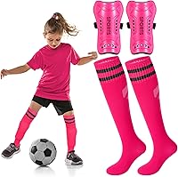 Syhood Kids Soccer Shin Guards & Socks Set - Lightweight Protective Pads for Youth Boys Girls Ages 3-15