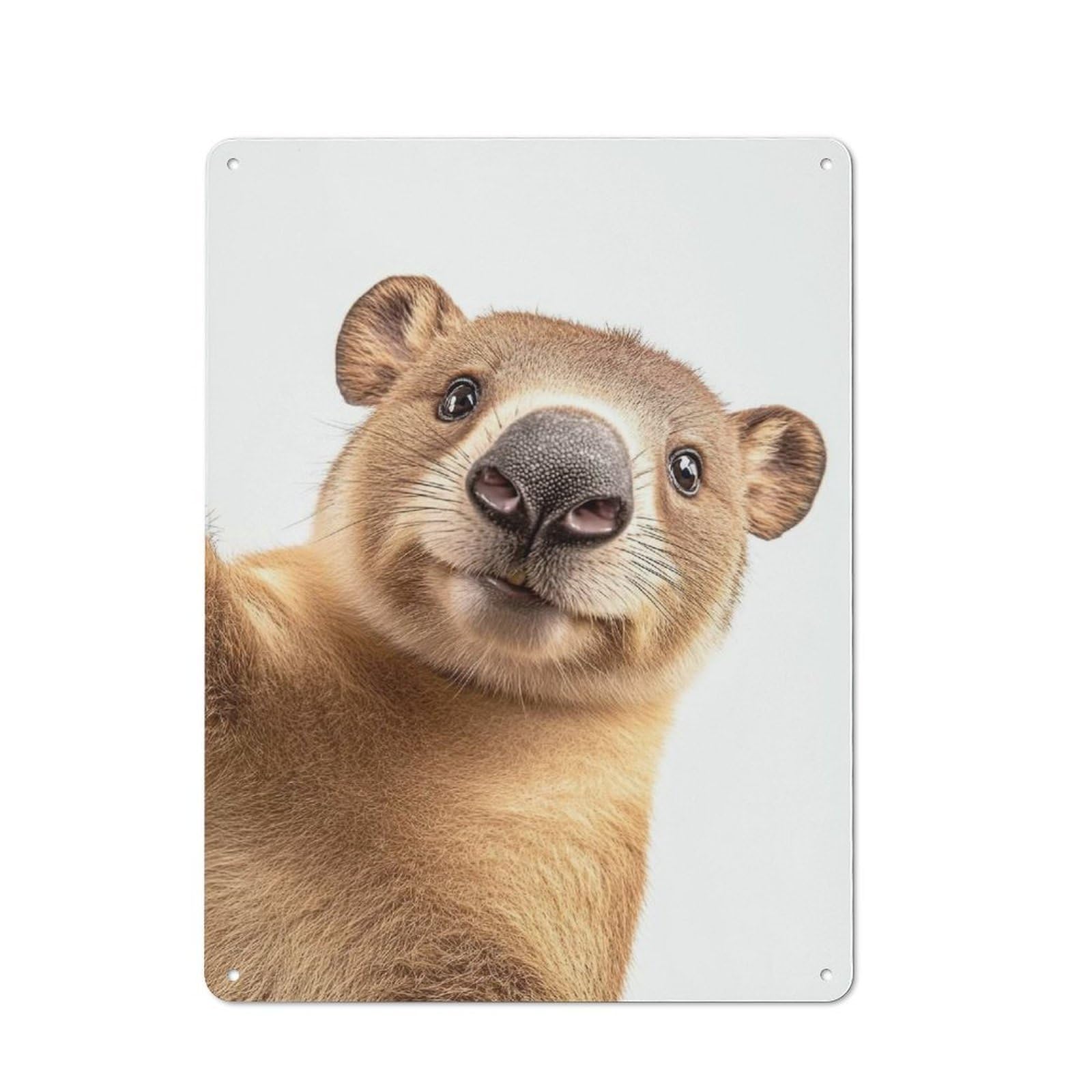 Junmoney Cute Wombat Selfie Decorative Metal Plaque 40X30cm, Modern Retro Urban Room Decor For Workspace, Cafe, Hallway Or Garage