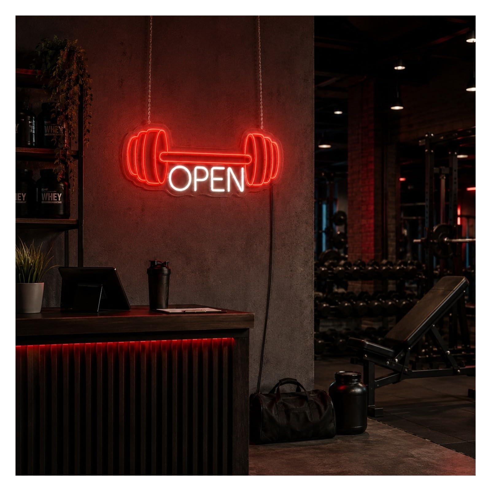 néon signe Gym Barbell Open Enseigne Néon