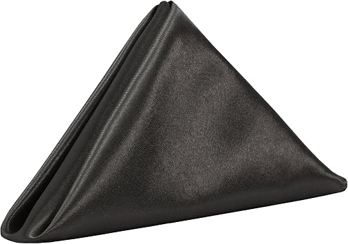 20 inch Satin Washable Oversized Cloth Napkins, Hemmed Reusable Table Napkins for Restaurant, Dinner, Bistro, Wedding, Event, Parties, Kitchen - Black Pack of 10