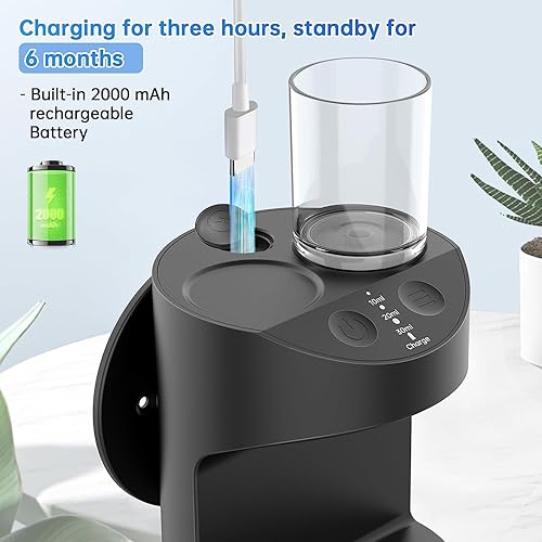 Miniatura 4 de Dispensador automático de enjuague bucal para baño, recipiente de enjuague bucal de inducción automática de 18.6 onzas con vasos magnéticos,