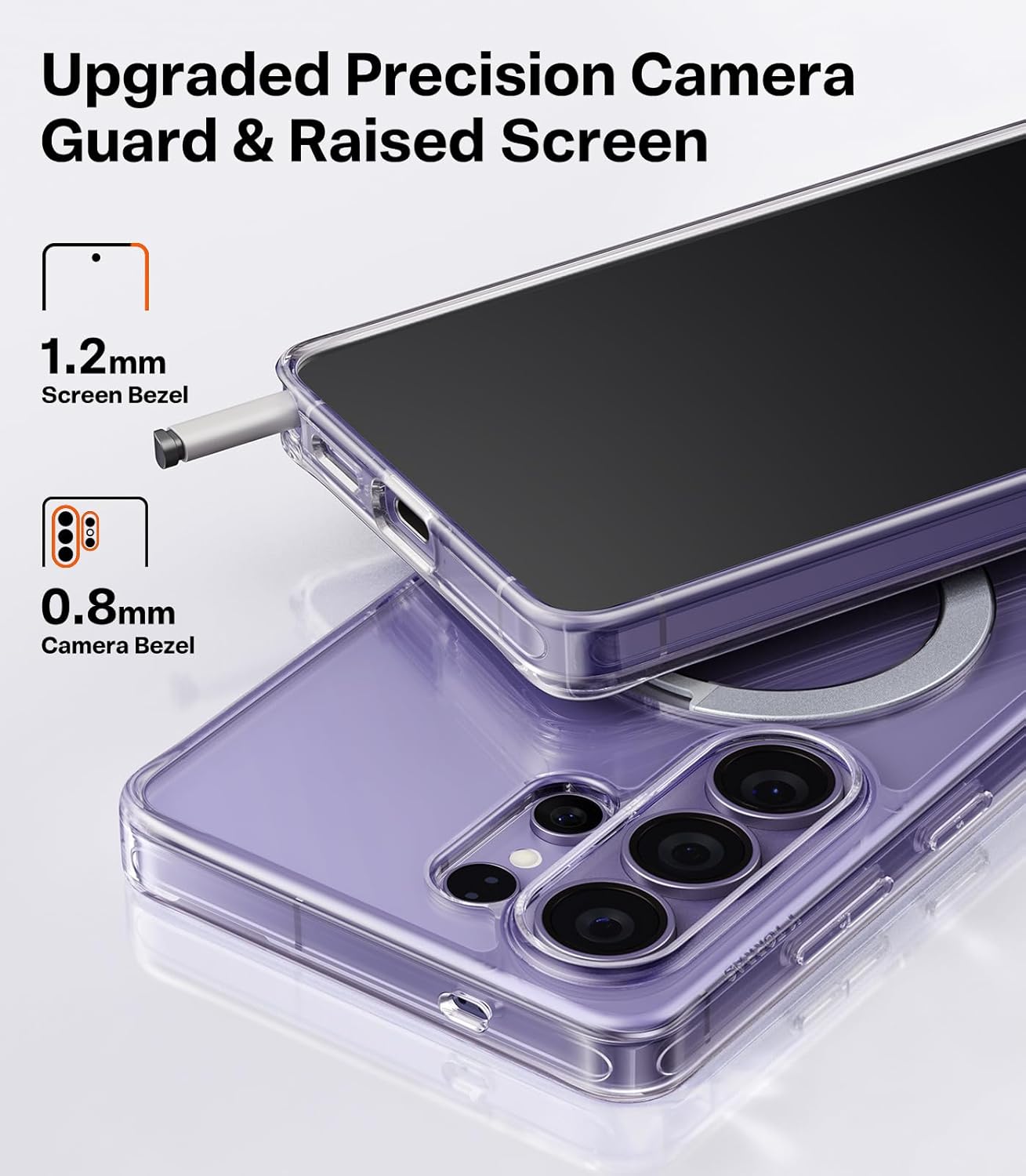 TORRAS Q3 Spin for Samsung Galaxy S26 Ultra Case with Kickstand, Compatible with Magsafe, Slim Hard PC Protective S26 Ultra Clear Case with 360 Magnetic Stand, Transparent Clear