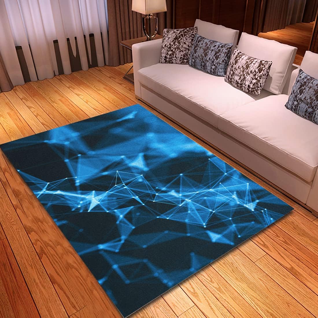 Amazon.com: Non-Slip Area Rugs 3D Futuristic Network Black Abstract ...