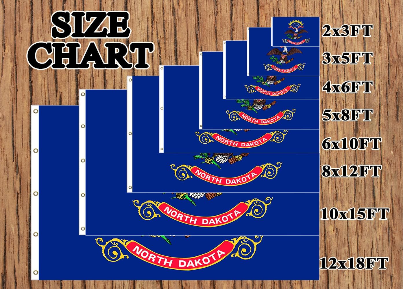North Dakota State Flag 3x5FT Double Sided ND Flags Vivid Color Fade Resistant Polyester with Brass Grommets Gifts and Room Decor Indoor Outdoor