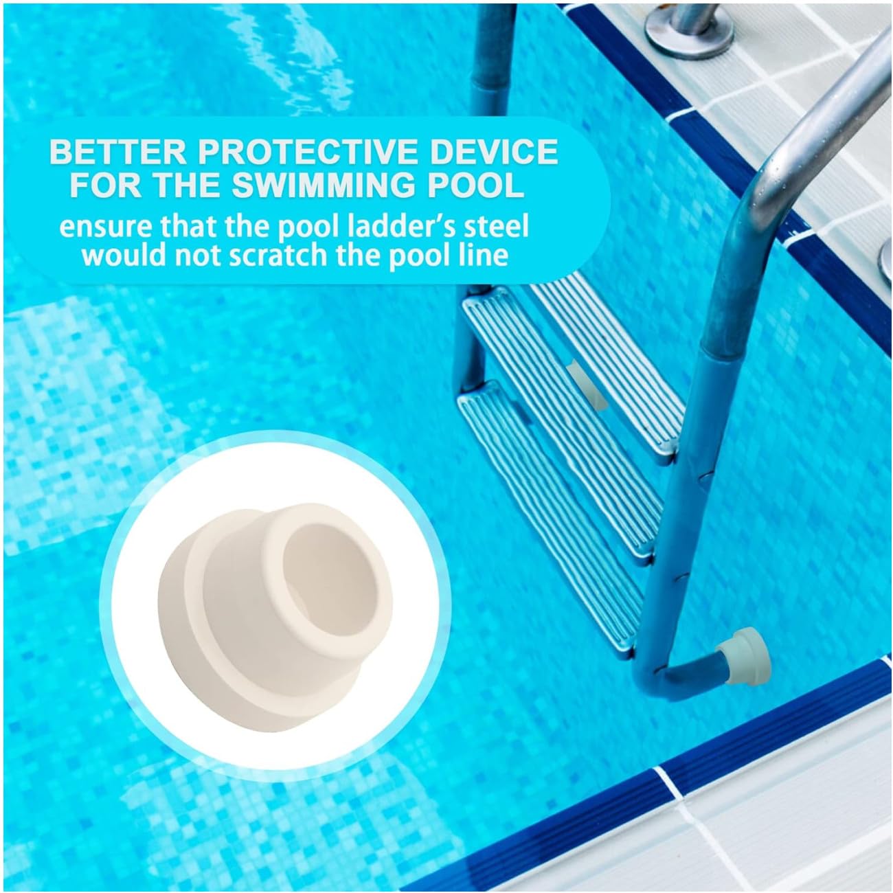 Tope de Seguridad para Escalera de Piscina,2 Piezas Suministros para Piscinas Parachoques de Escalera Blancos para Escaleras de Piscina Tapón de Goma para escaleras de Piscina