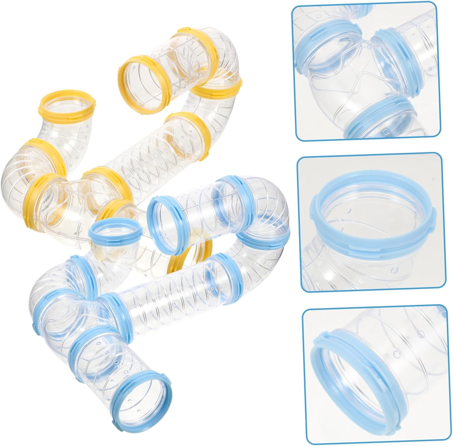 Happyyami 2sets Hamster Tunnel Connectors Adventure Tubes for Pets Accessories for Hamsters and Mice Easy to Install Designs