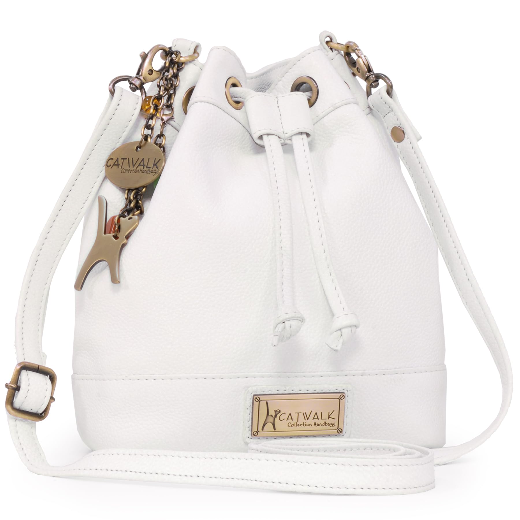 Catwalk Collection Handbags - Borsa a Tracolla con Coulisse in Pelle - Borsa a Secchiello da Donna - Rochelle