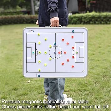 Magnetic Dry Erase Coach Board, Soccer Clipboard, Portable Folding, with Carry Handle, for Teching Training