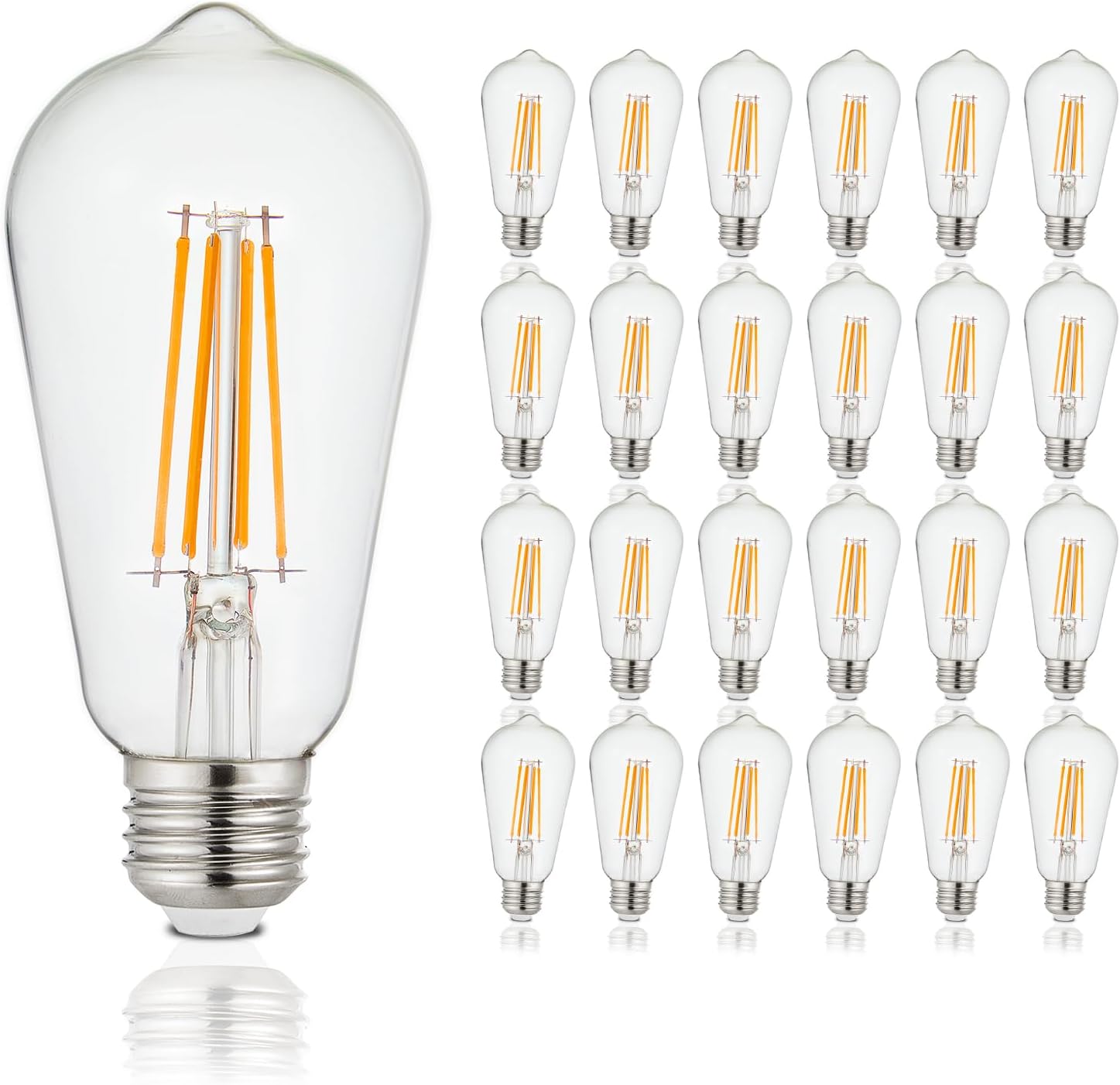 Depuley LED E26 chandelier bulbs 6W 2700K 800LM ST58 clear glass