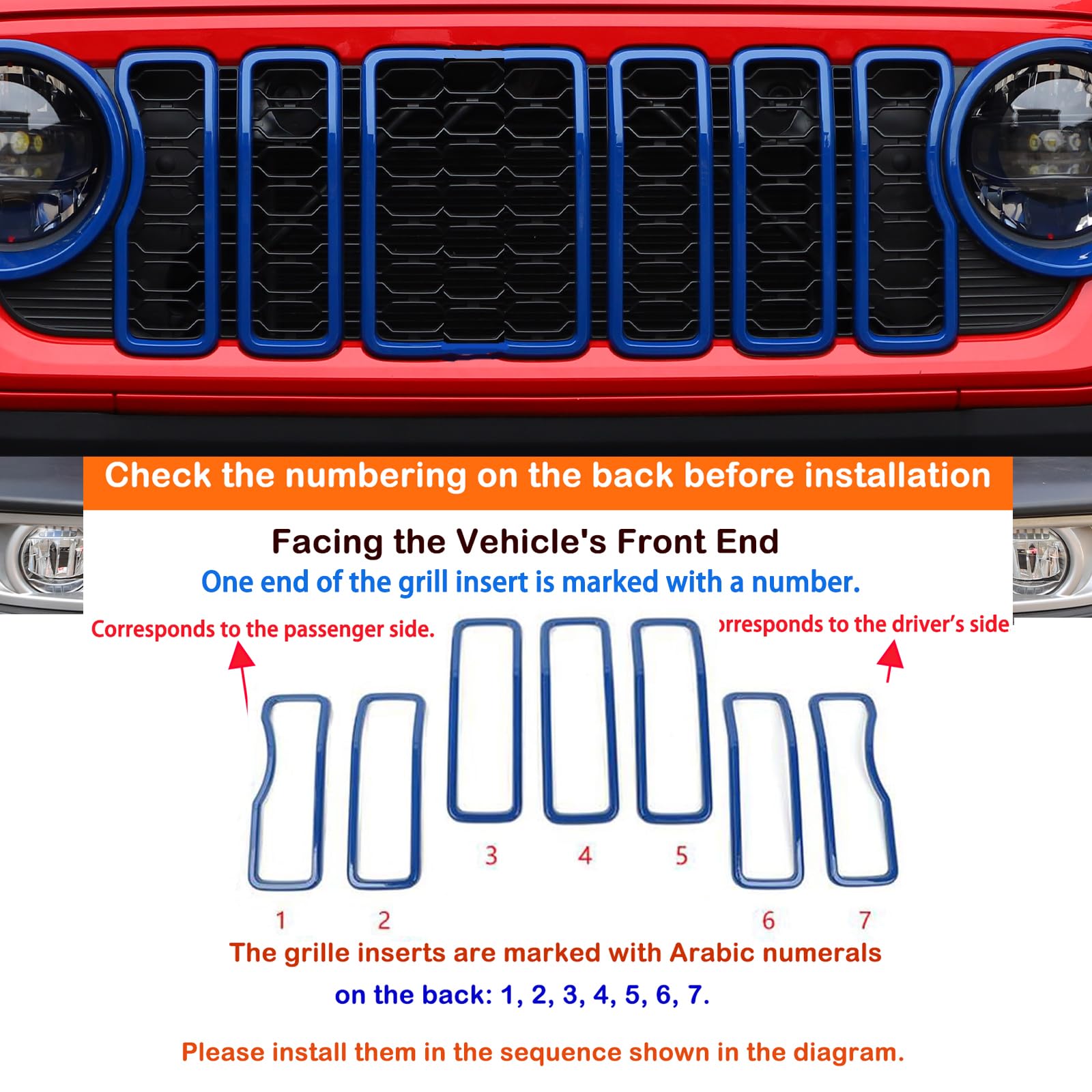 Amazon.co.jp: ブルーグリルインサート 2024 2025 2026+ Jeep Wrangler