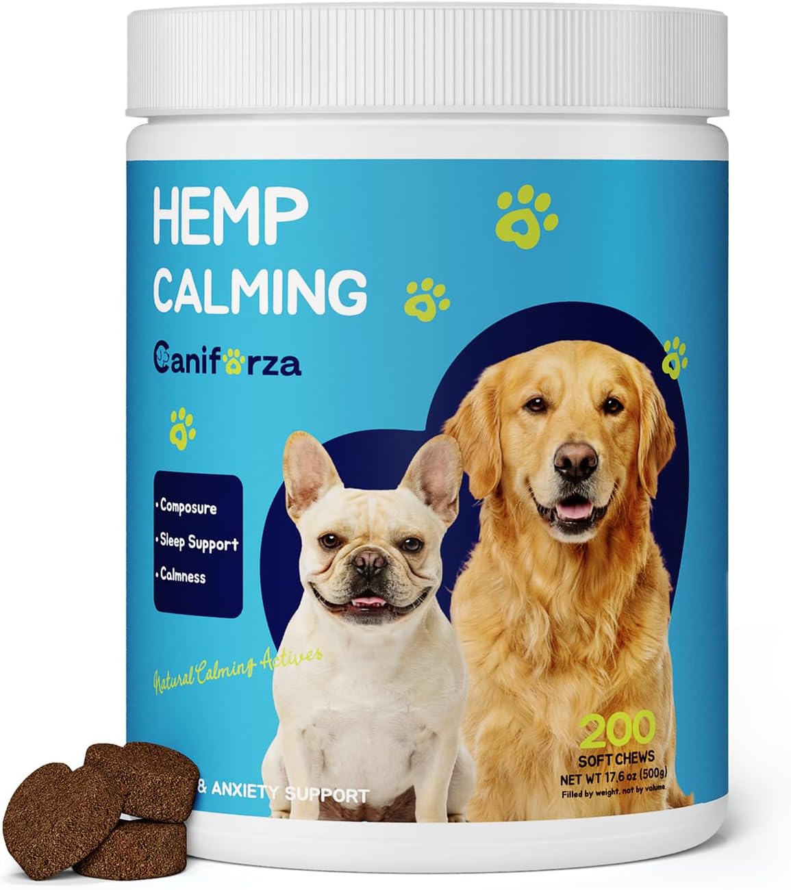 Calming Chews for Dog, Helps Support Relaxation & Stress Relief for Separation, Thunder & Travel, with Melatonin, Natural Soft & Tasty Chews, 200 Count
