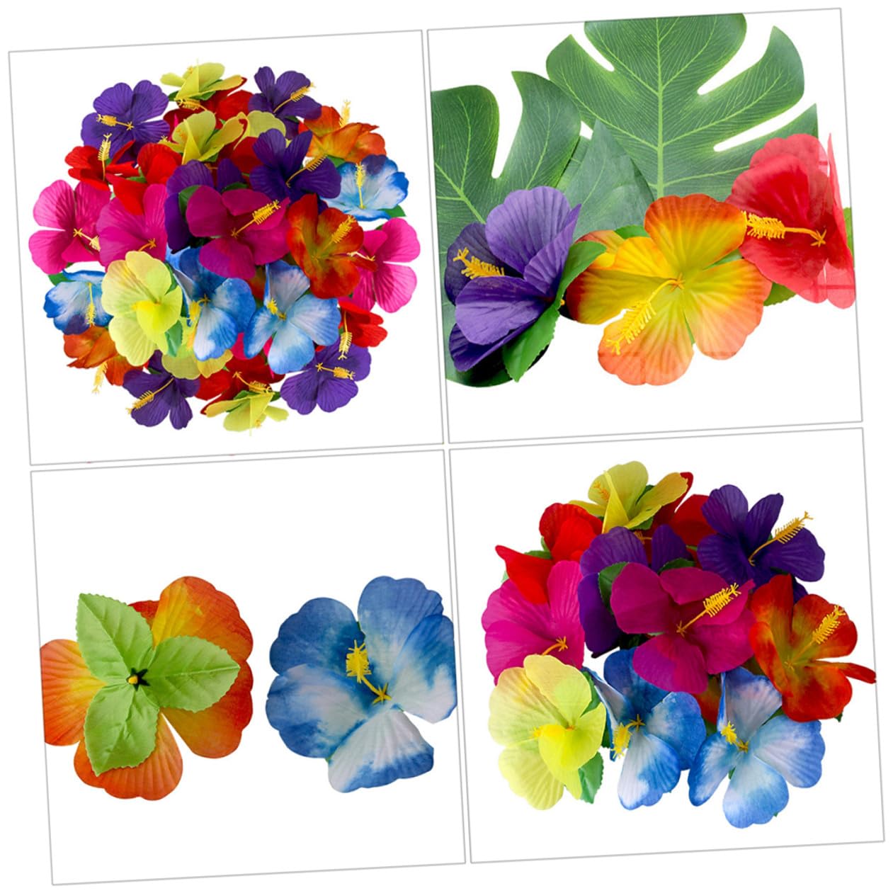 Mipcase 72 Stück Künstliche Hibiskusblumen aus Stoff für Sommerfest und Hawaii Party Dekoration Pflegeleichte Tischdeko ohne Gießen für Themenparty und Zuhause Zufällige Farbe