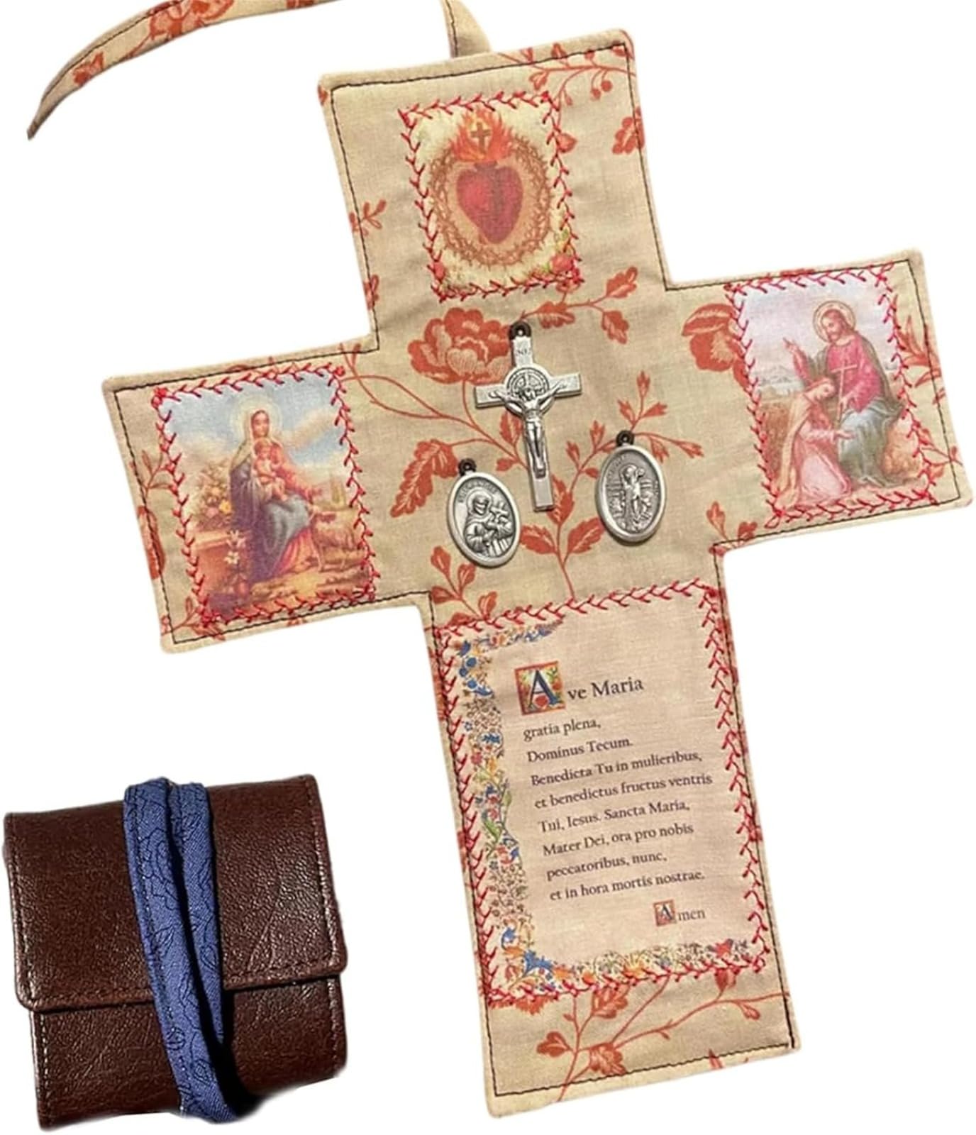 Handmade Portable Catholic Altar For Daily Prayer & Devotion, Christian Catholic Gifts, Pocket Travel Shrine With Cross & Rosary, Christian Faith Companion, For Travel & Spiritual Practice