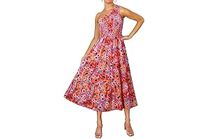 Farm Rio Women's Bohemian Floral Print One-Shoulder Midi Dress