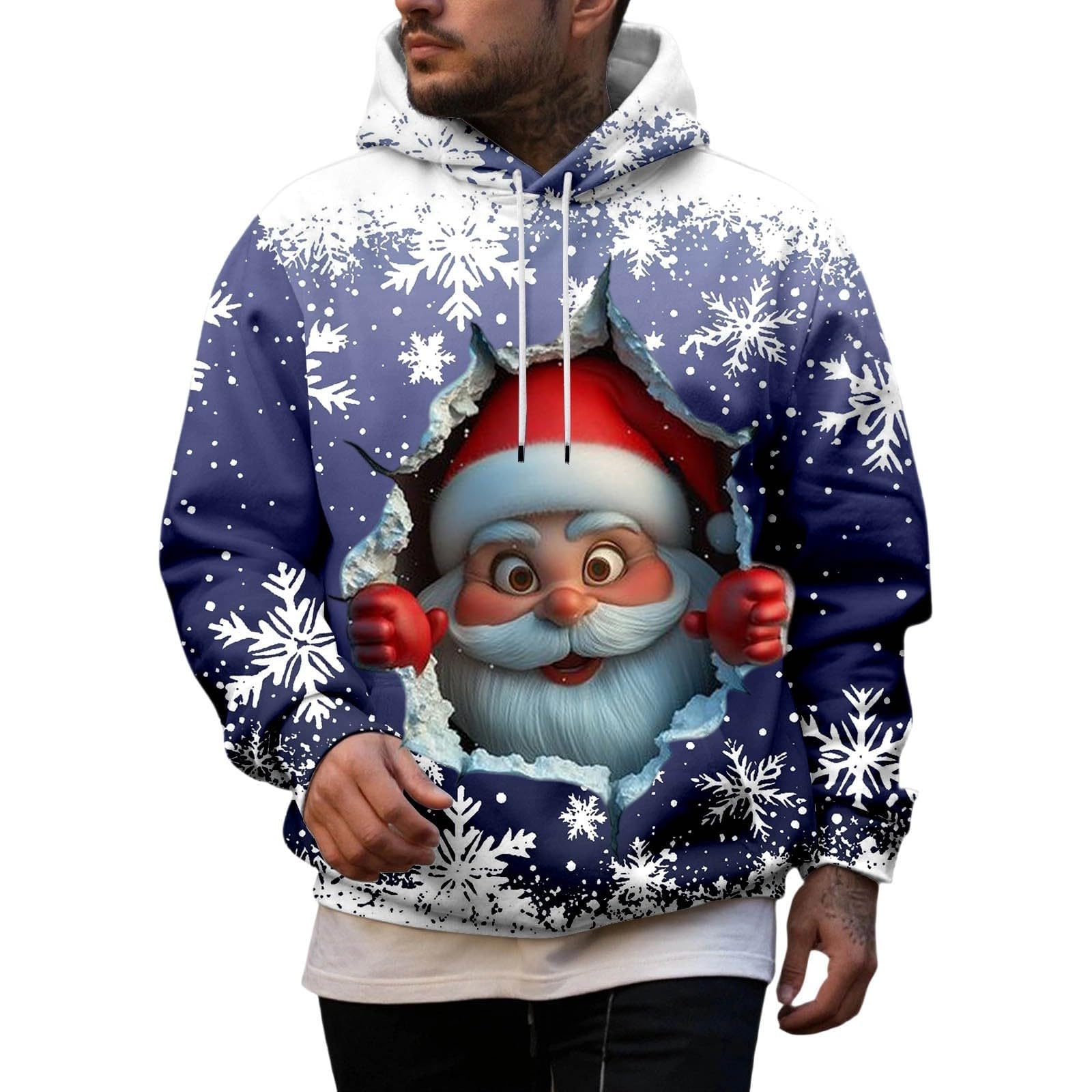 Sudadera Naranja Hombre con Capucha Navideña De Manga Larga, Informal Y Moderna, para Chaqueta Verano (Blue, XL) Camiseta Ciclismo Ropa Caza Moda Camisas Larga Jersey Corta Camisa