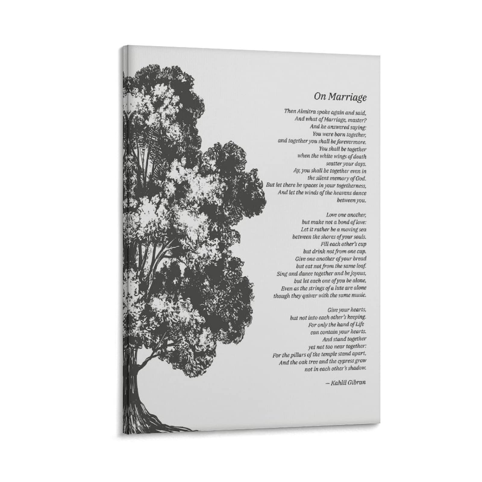 On Marriage Poem by Kahlil Gibran Quote The Prophet, Home Decor Wall Art, Inspiring Words, Motivatio Print Canvas Poster Bedroom Decor Sports Landscape Office Room Decor Gift 12x18inch(30x45cm)