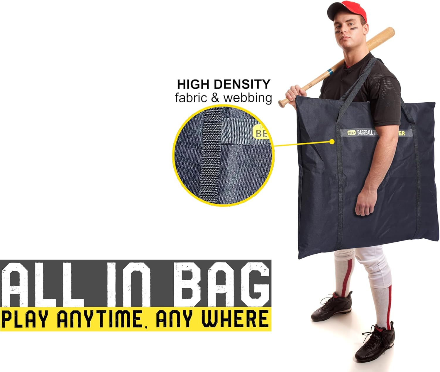 JAPER BEES Pitching Net with Strike Zone, 9 Hole Pitching net Target, Portable Softball Baseball pitchier Training Equipment Height Adjustable with Carrying Bag